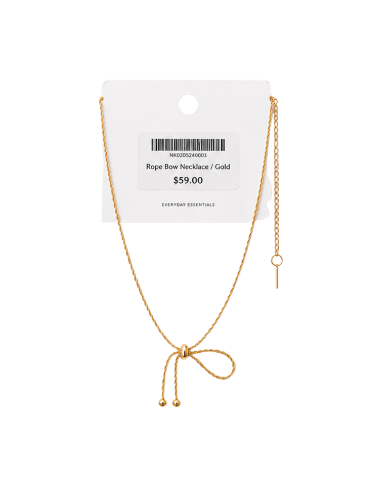 Aura Rope Bow Gold Plated Ladies Necklace - NK0205240003