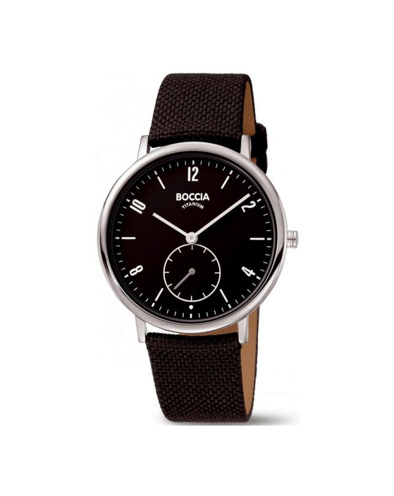 Boccia Pure Titanium Subsidiary Second Dial Black Strap Unisex Watch - 3350‑03
