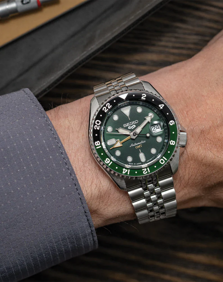 Seiko 5 Green Dial GMT Automatic Mens Watch - SSK035K1