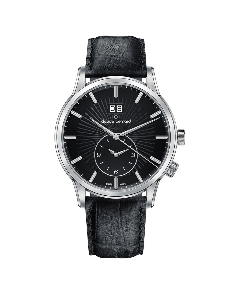 Claude Bernard Swiss Made "Classic" Men's Black Leather Watch - 62007-3-NIN