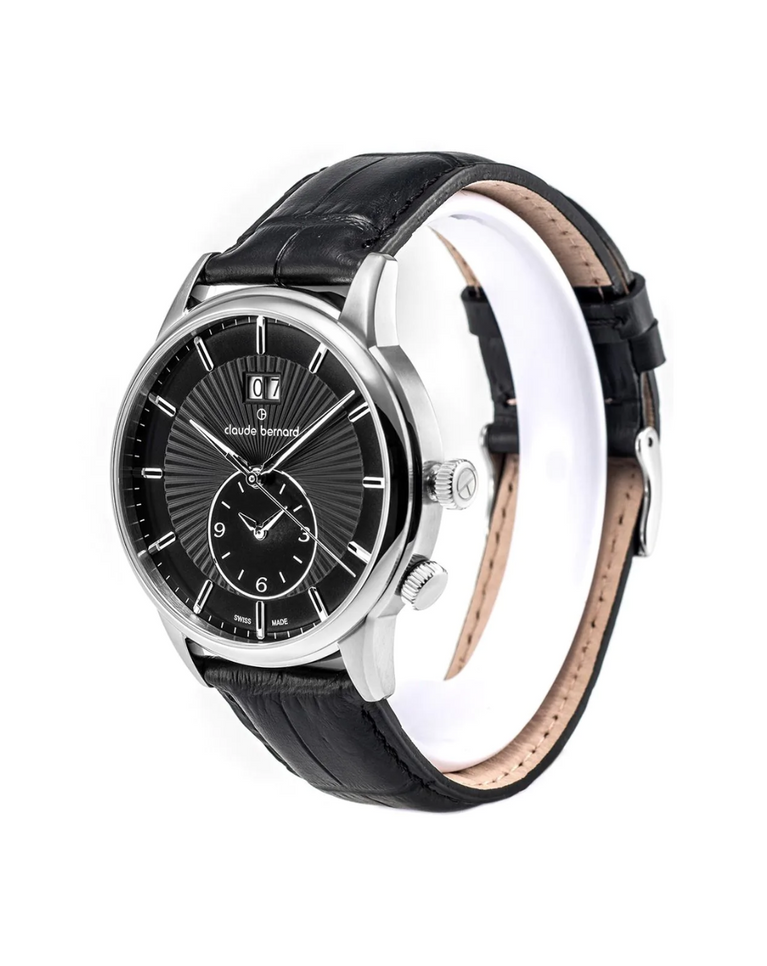 Claude Bernard Swiss Made "Classic" Men's Black Leather Watch - 62007-3-NIN