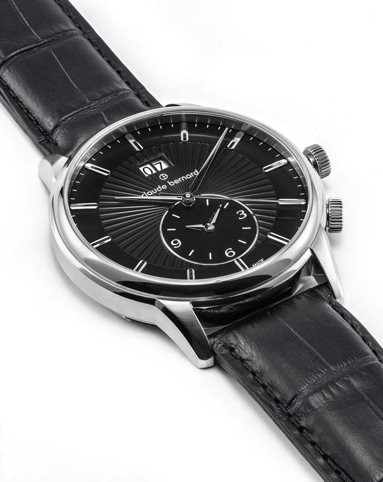 Claude Bernard Swiss Made "Classic" Men's Black Leather Watch - 62007-3-NIN