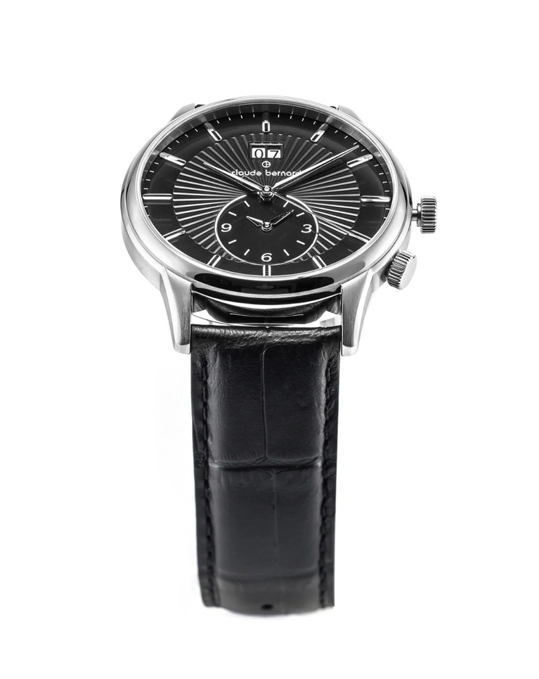 Claude Bernard Swiss Made "Classic" Men's Black Leather Watch - 62007-3-NIN