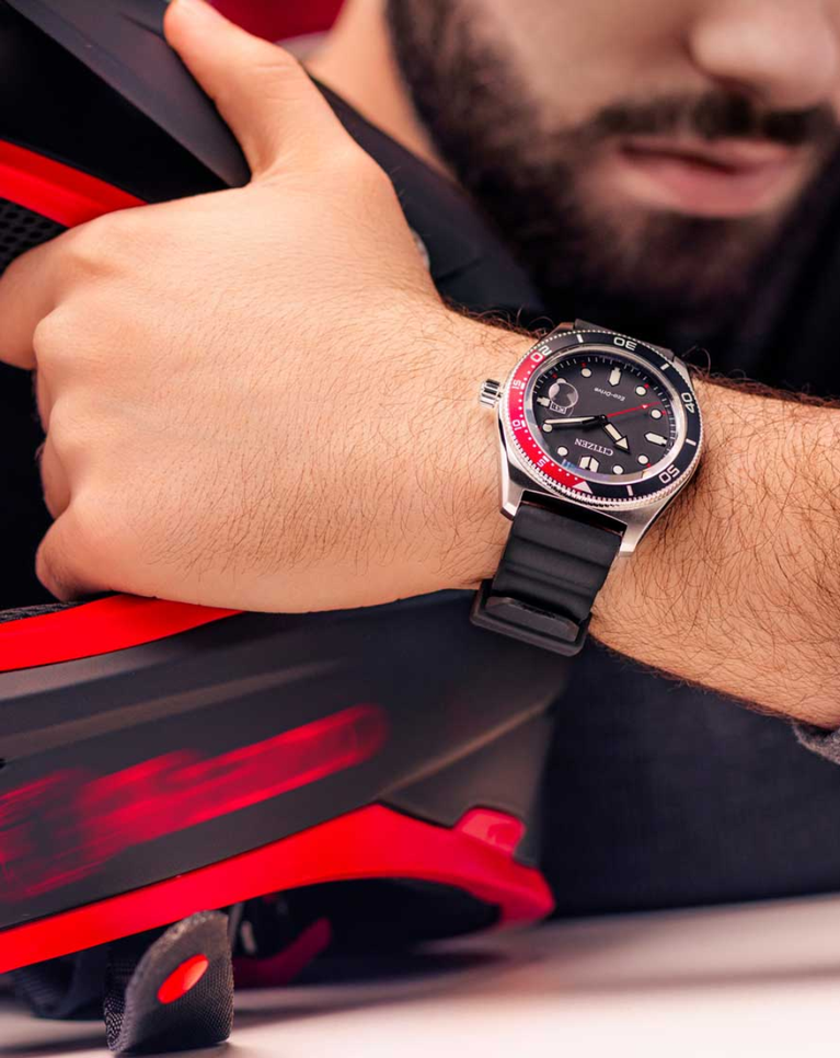 Citizen Classic Sport Eco Drive Red/Black Bezel Mens Watch - AW1769-10E