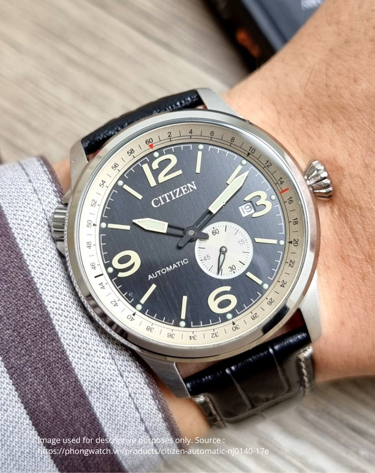 Citizen Mechanical Leather Strap Automatic Watch - NJ0140-17E