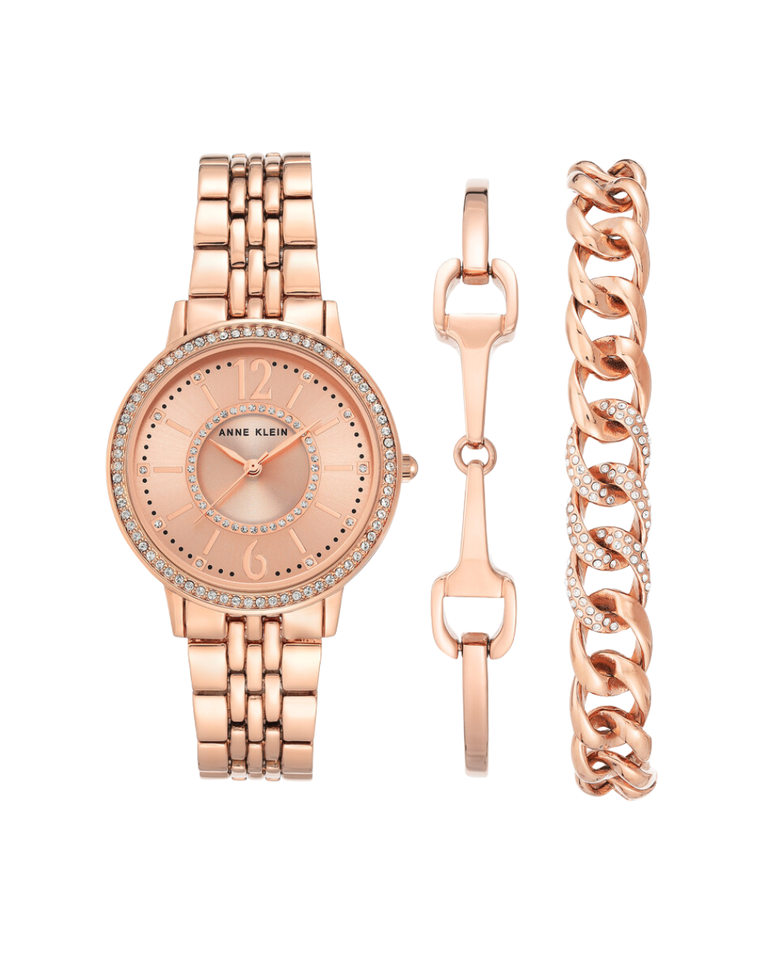 Anne Klein Rose Gold Ladies Watch + Gift Set - AK/3838RGST