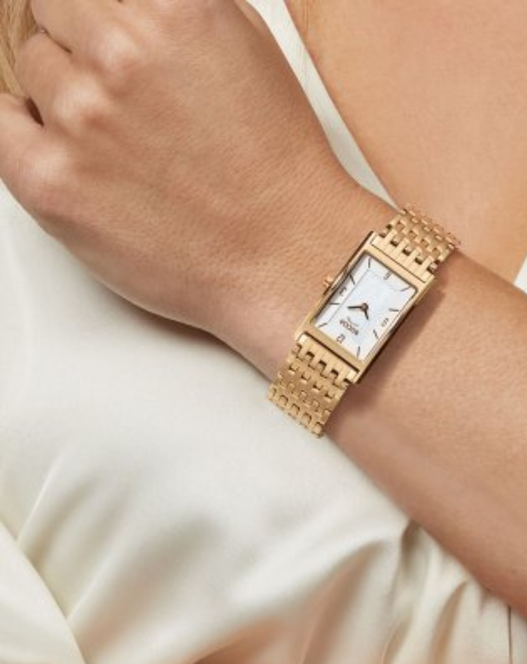 Boccia Titanium Gold Plated Elegant Ladies Square Watch - 3212-11
