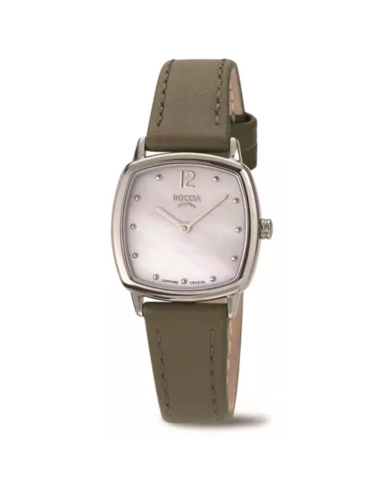 Boccia Titanium MOP Dial Brown Strap Ladies Watch - 3343-01