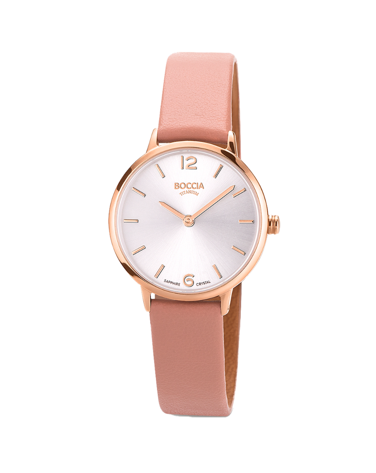 Boccia Titanium Rose Gold Apple Leather Ladies Watch - 3345-04