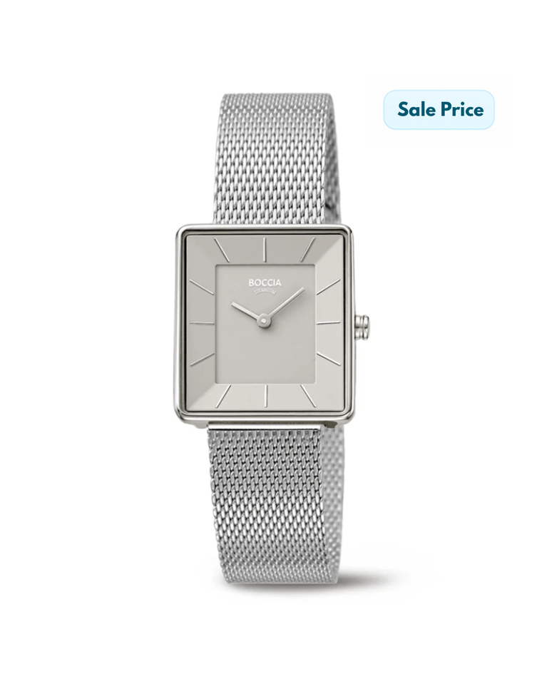 Boccia Titanium Silver Dial Mesh Strap Ladies Watch - 3351-05