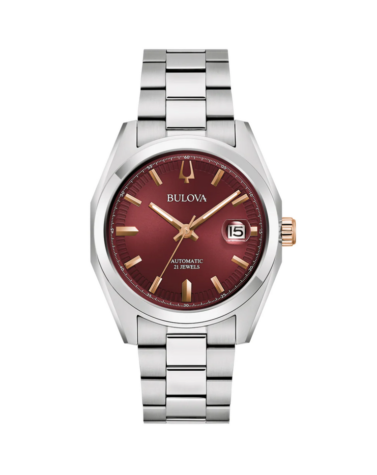 Bulova Burgundy Red Surveyor Automatic Gents Watch - 98B422