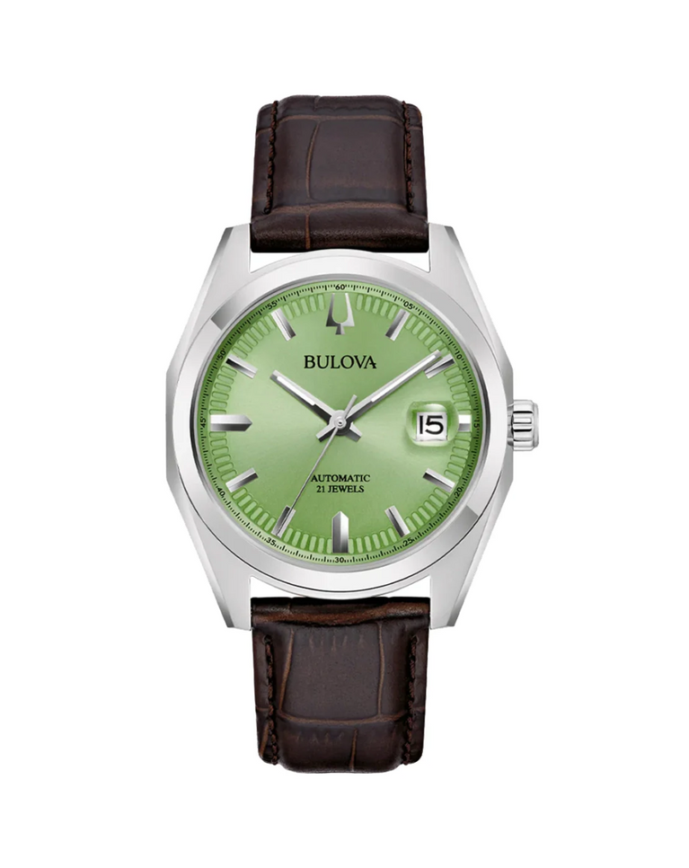 Bulova Classic Surveyor Automatic Green Dial Mens Watch - 96B427