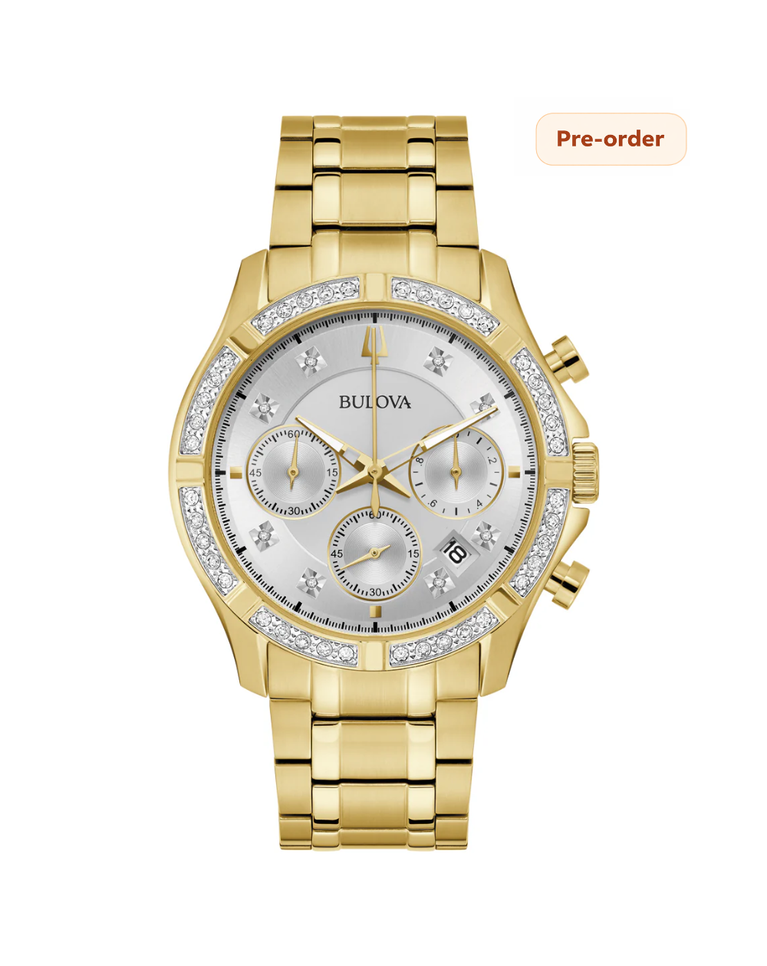 Bulova Diamond Sutton Chronograph Gold Mens Watch - 98E113