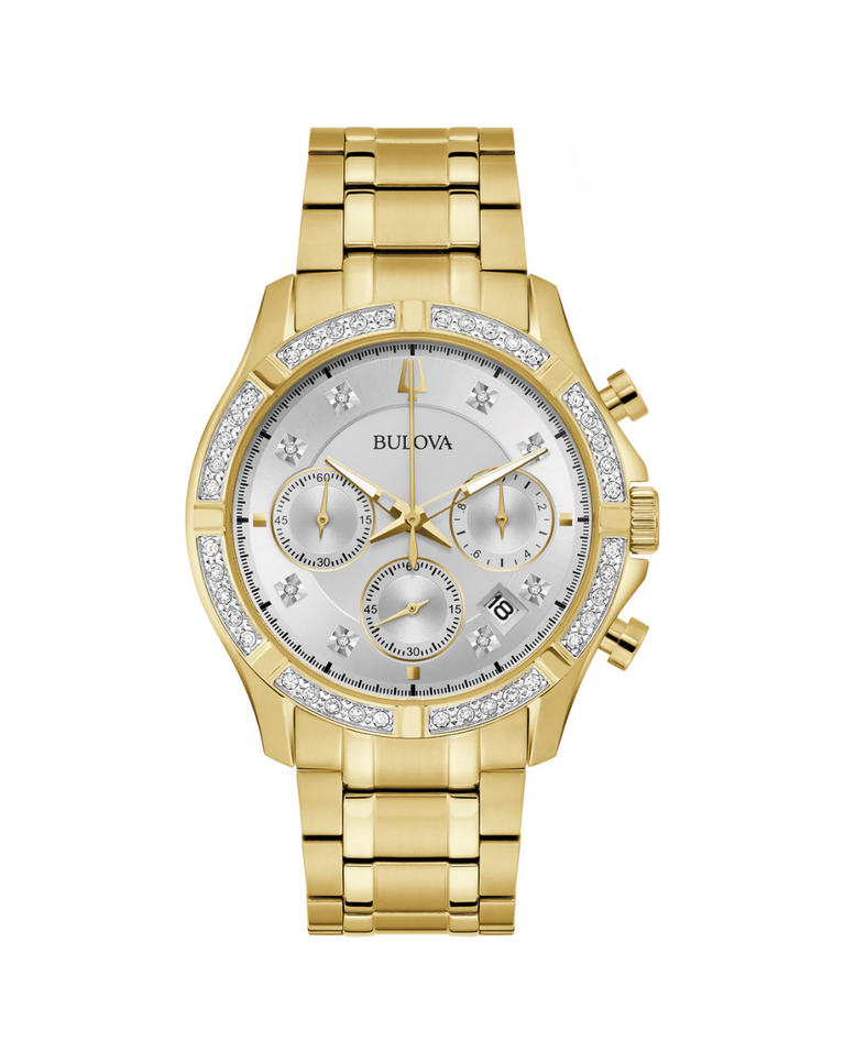 Bulova Diamond Sutton Chronograph Gold Mens Watch - 98E113