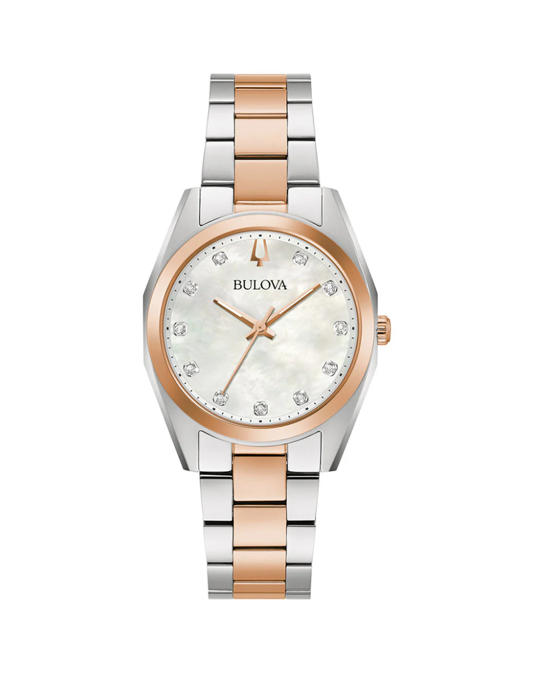 Bulova Duo Tone Surveyor Diamond Markers Ladies Watch - 98P207