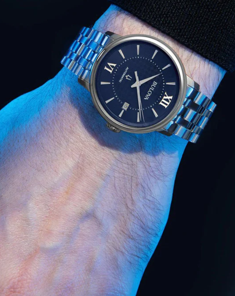 Bulova Gents Automatic Navy Blue Dial Watch - 96B447