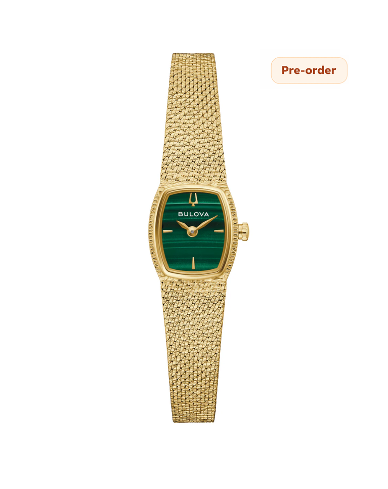 Bulova Malachite Goddess Of Time Gold Ladies Watch - 97L184