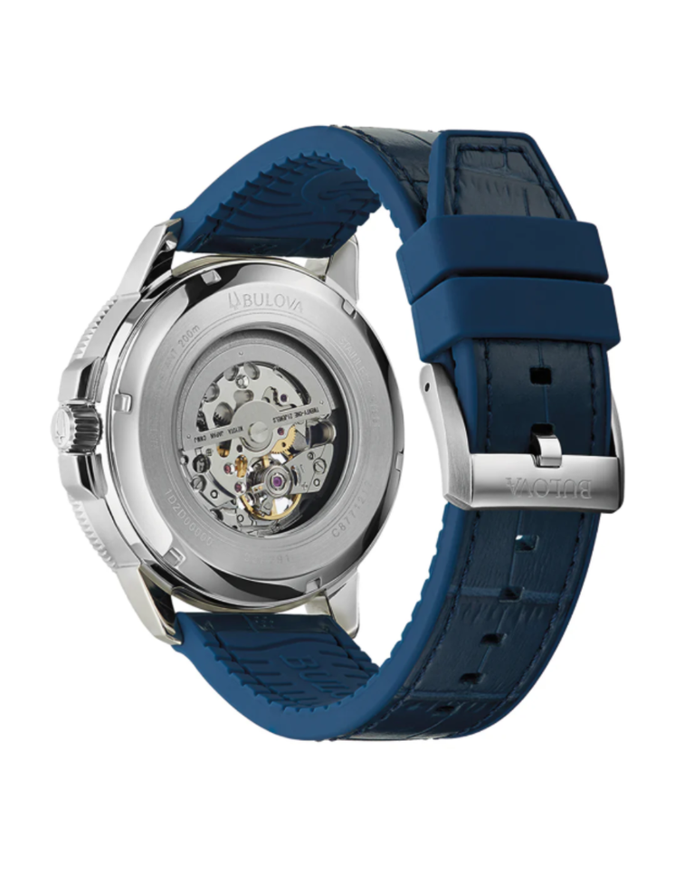 Bulova Marine Star Automatic Skeleton + Open Heart Mens Watch - 96A291