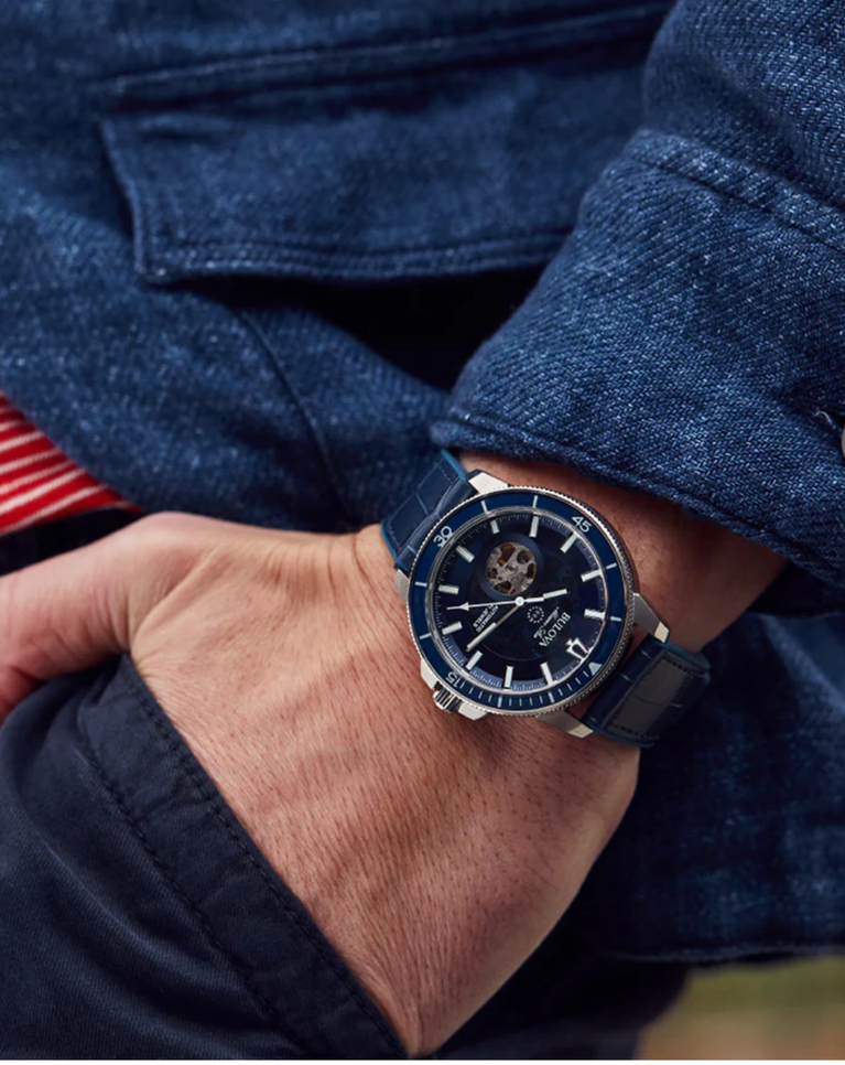 Bulova Marine Star Automatic Skeleton + Open Heart Mens Watch - 96A291