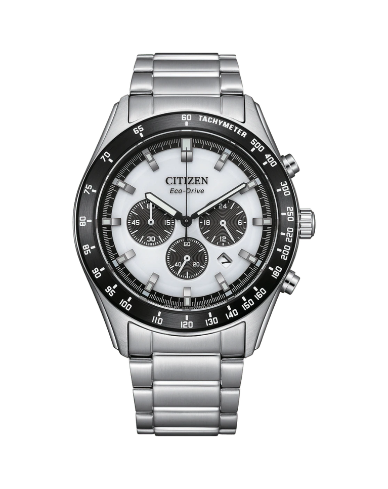 Citizen Chronograph Panda Dial Eco Drive Men's Watch - CA4674-58A