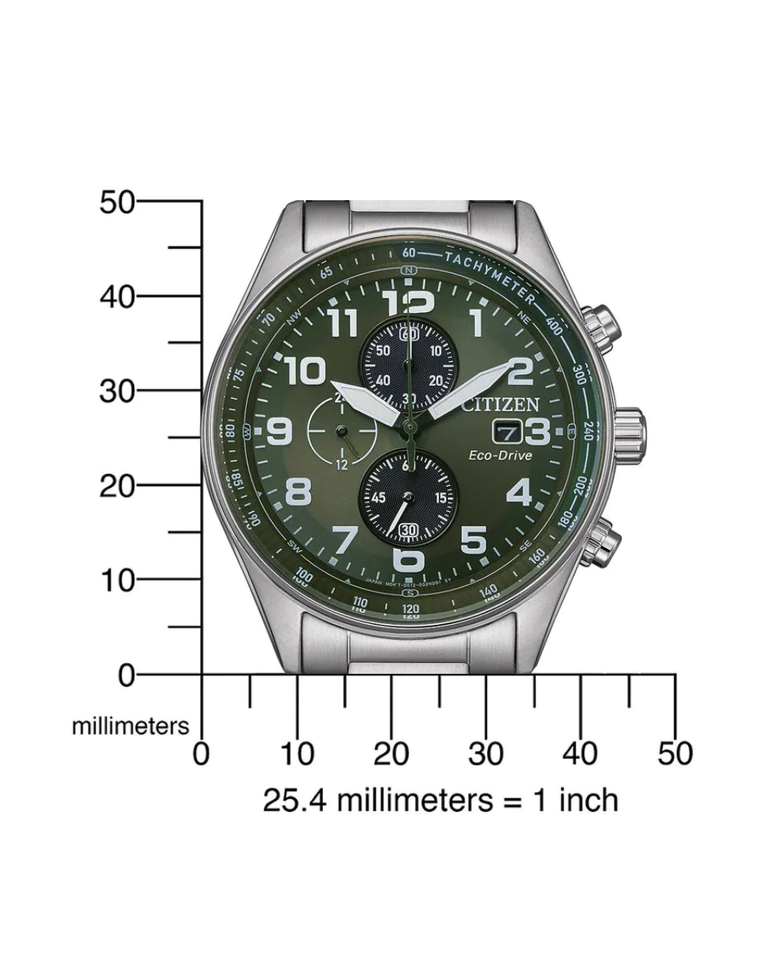 Citizen Eco-Drive Green Dial Chronograph Mens Watch - CA0770-72X