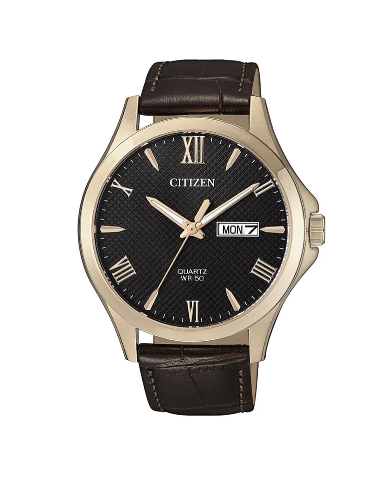 Citizen Gold Tone Leather Strap Classy Men's Watch - BF2023-01H