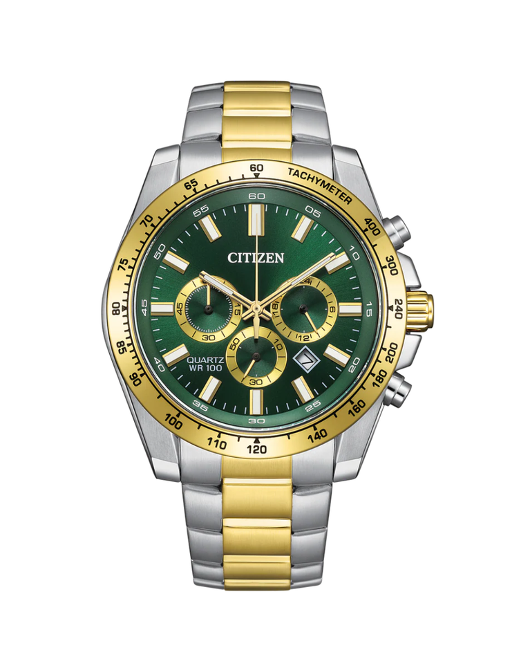 Citizen Gold/Green Chronograph Mens Watch - AN8234-58X