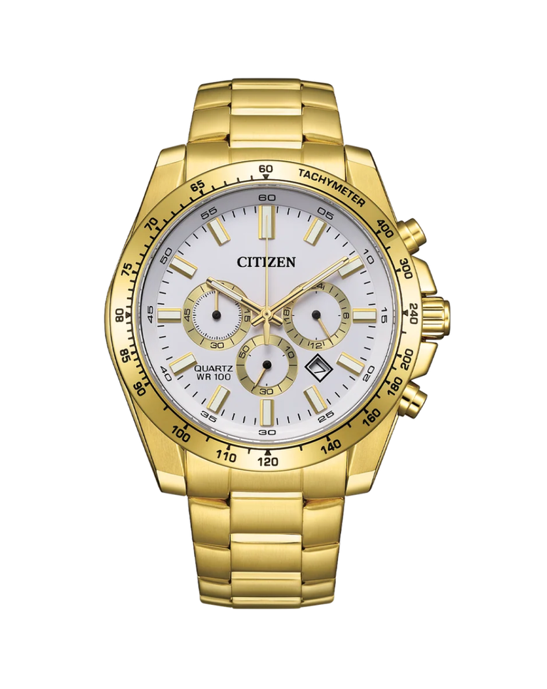 Citizen Gold/White Chronograph Quartz Mens Watch - AN8232-53A