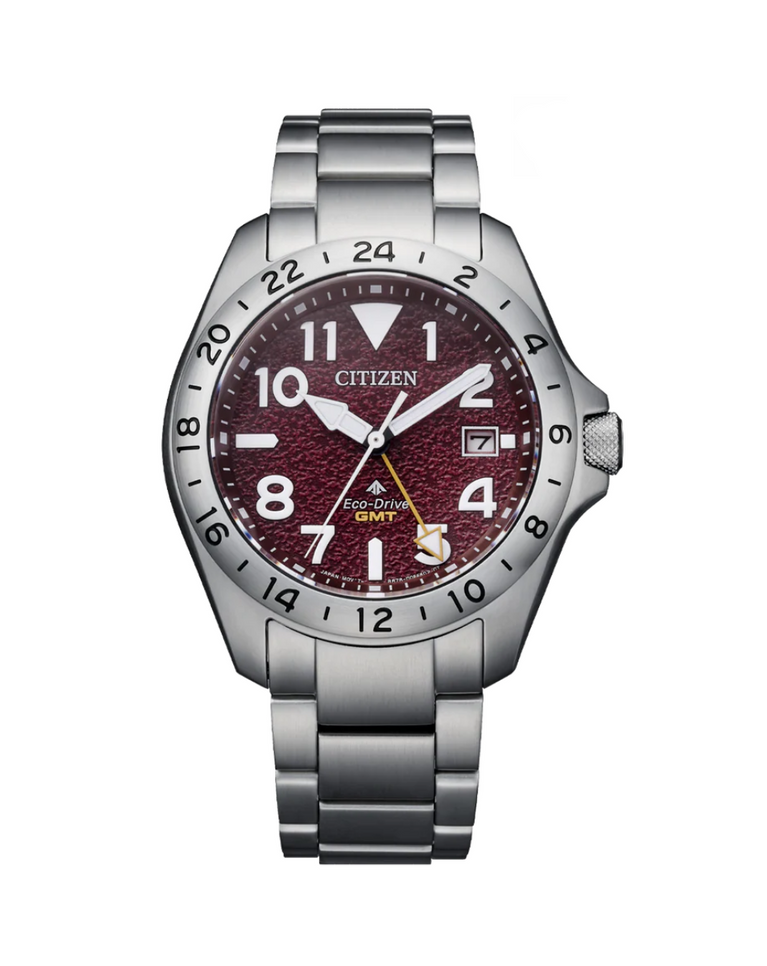Citizen Promaster Land GMT Eco Drive Red Dial Mens Watch - BJ7150-50W