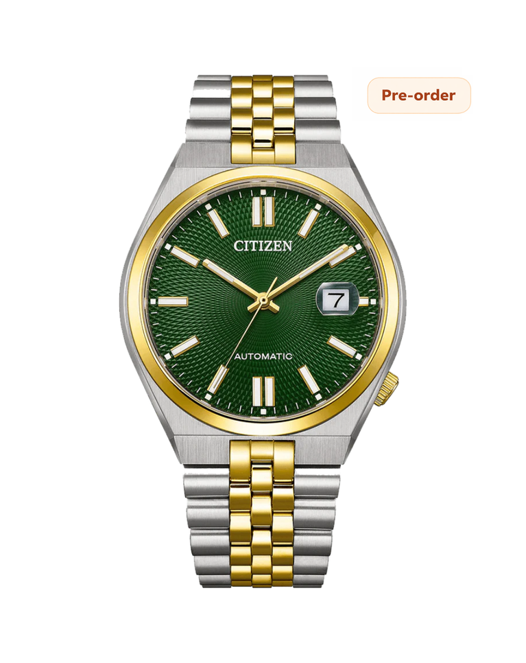Citizen Tsuyosa 60 Two Tone Green Dial Mens Automatic Watch - NK0024-54X