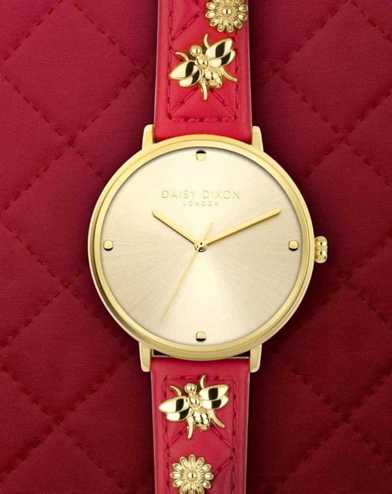 Daisy Dixon London "Kendall" Red Strap Gold Ladies Watch - DD133PG