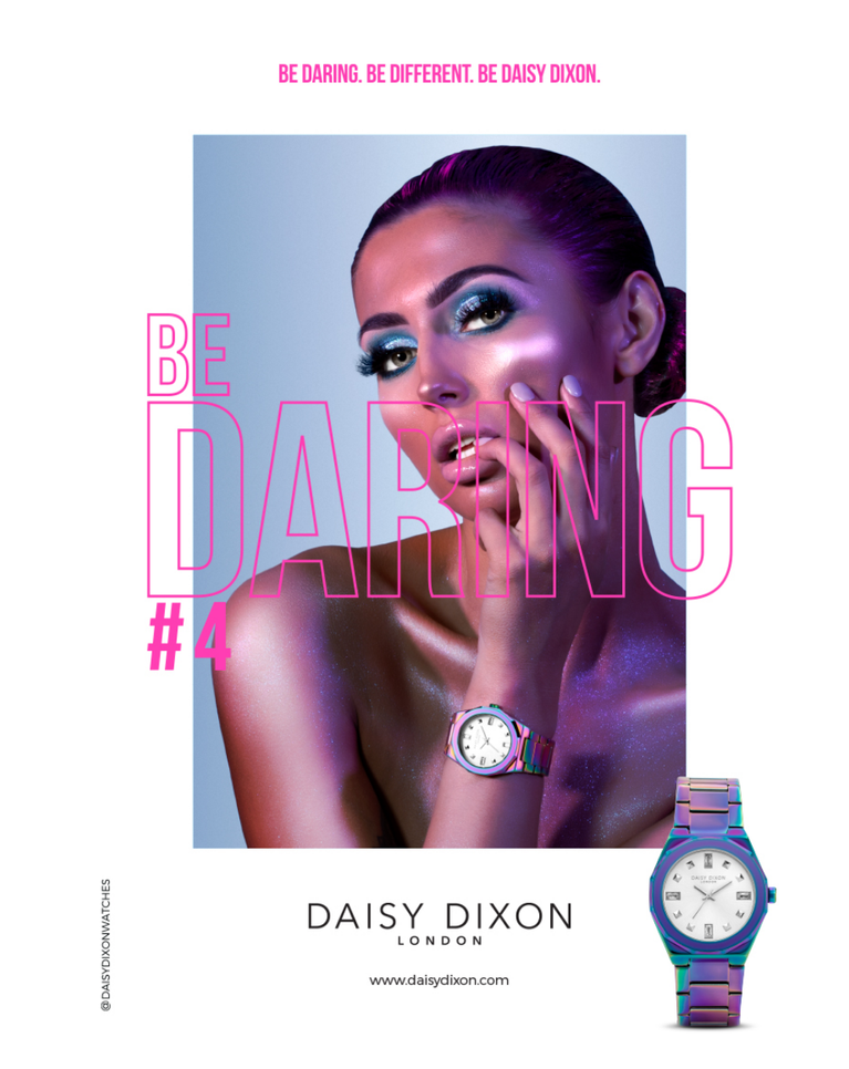 Daisy Dixon London "Lily" Gold Dial White Strap Crystal Bezel Ladies Watch - DD185W