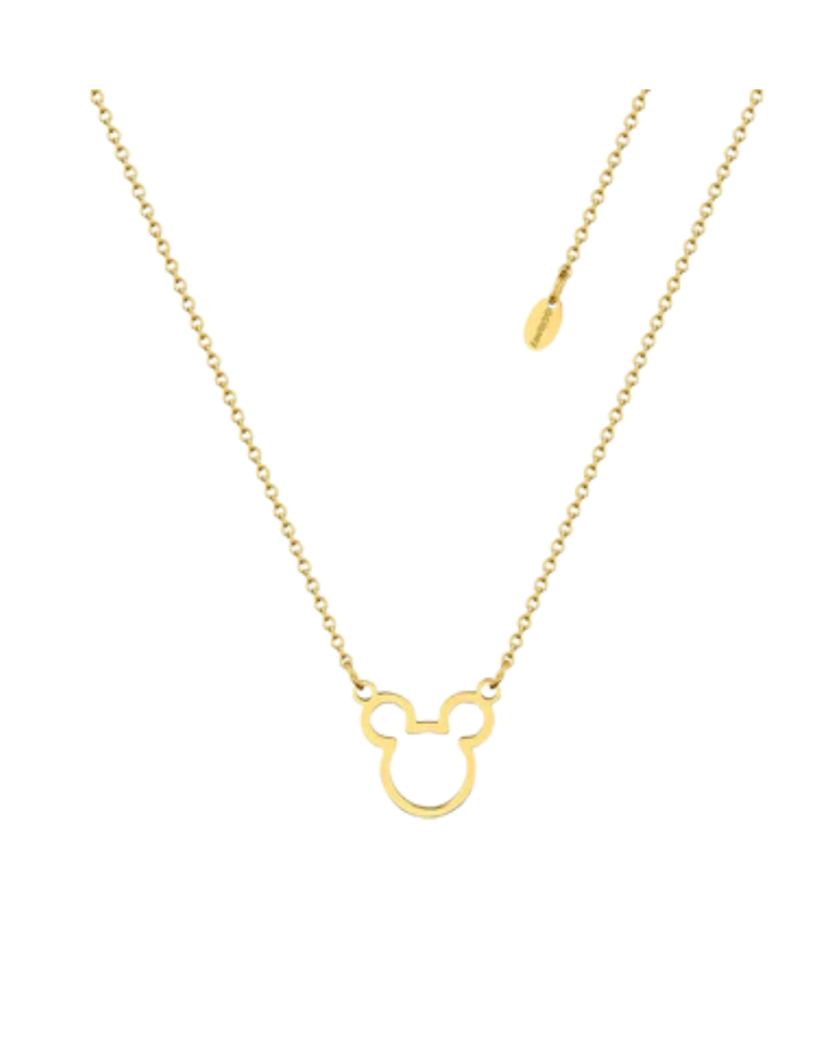 Disney “Mickey Mouse Outline” Gold-Tone Stainless Steel Necklace – SPN020G