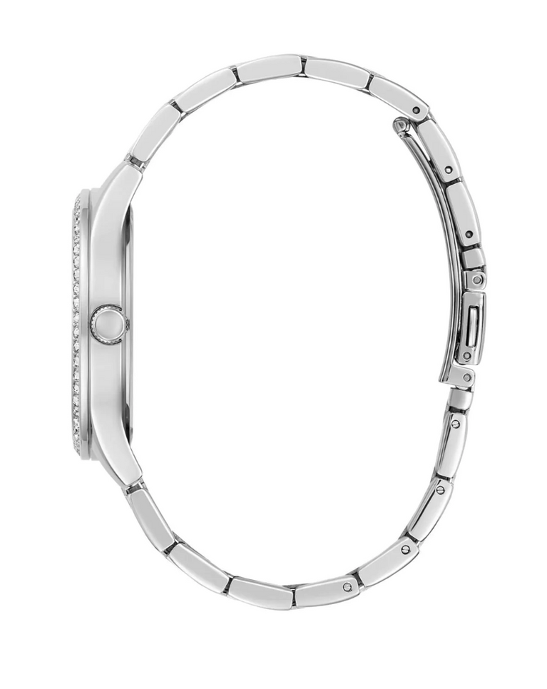Guess Silver Tone "Idol" Crystal Analog Ladies Watch - GW0605L1