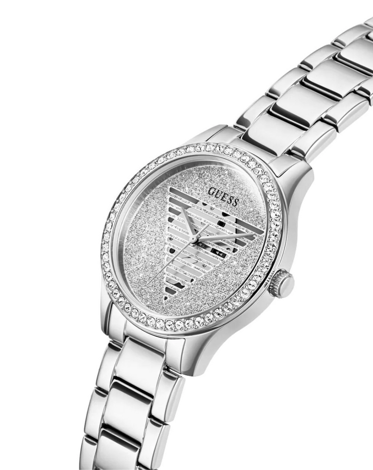Guess Silver Tone "Idol" Crystal Analog Ladies Watch - GW0605L1
