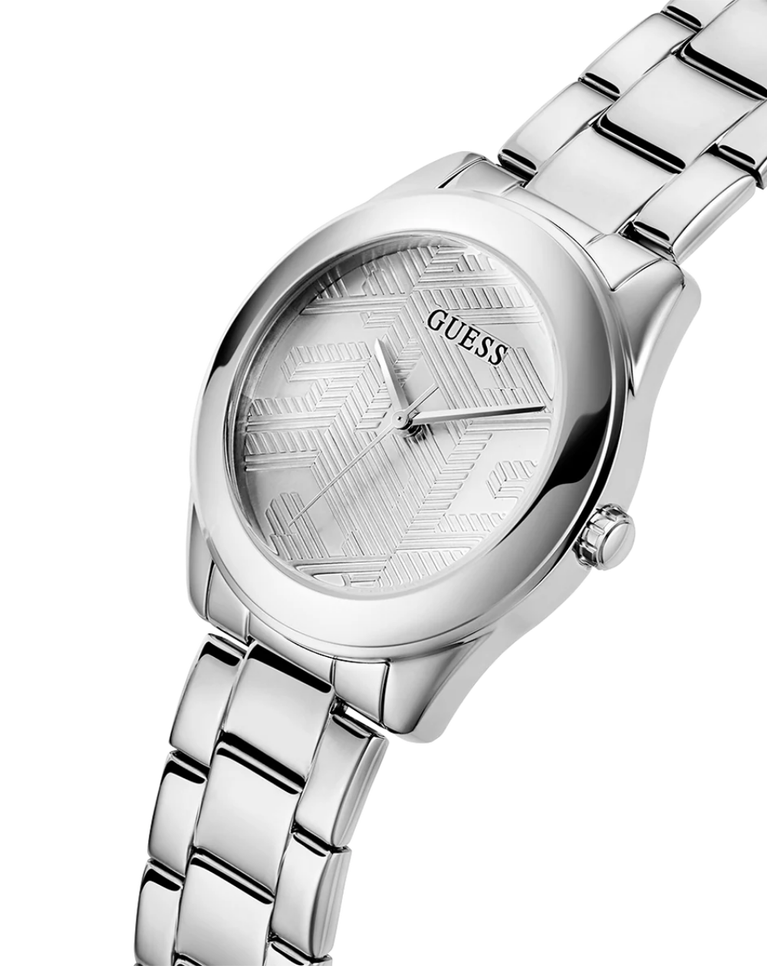 Guess Silver Tone Round Analog Ladies Watch - GW0606L1