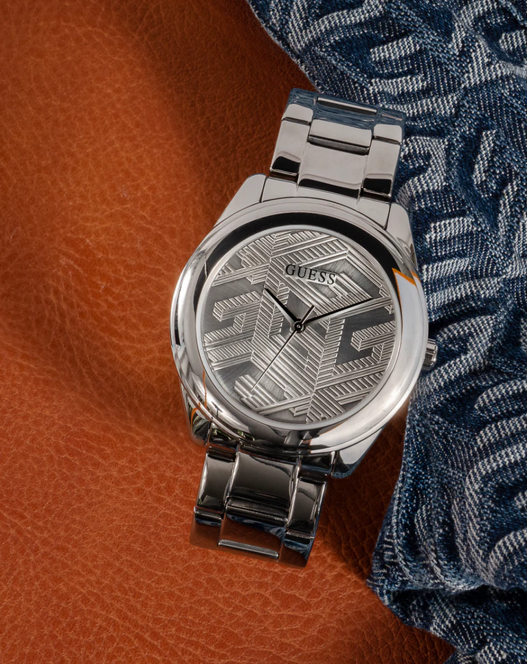 Guess Silver Tone Round Analog Ladies Watch - GW0606L1