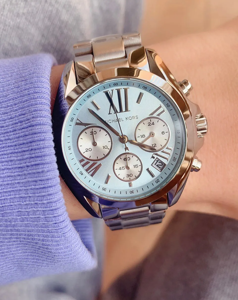 Michael Kors Bradshaw Blue-Dial Silver-Tone Ladies Watch - MK6098