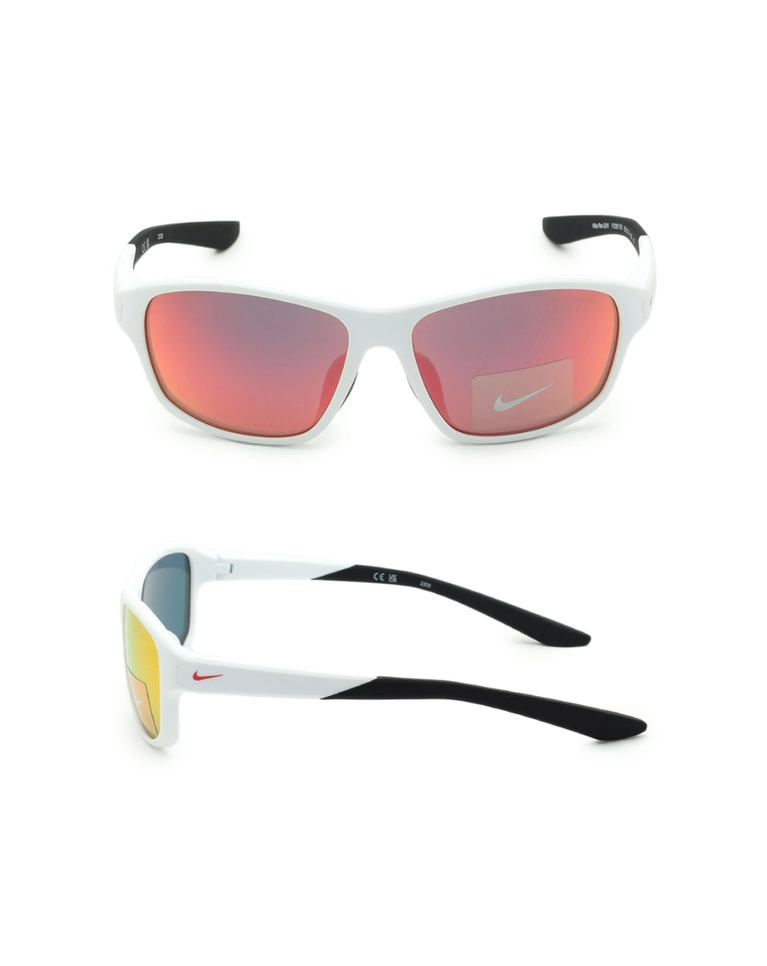 Nike Matte White Red Mirror Child Sunglasses - NSNKFV2356.100.52/13