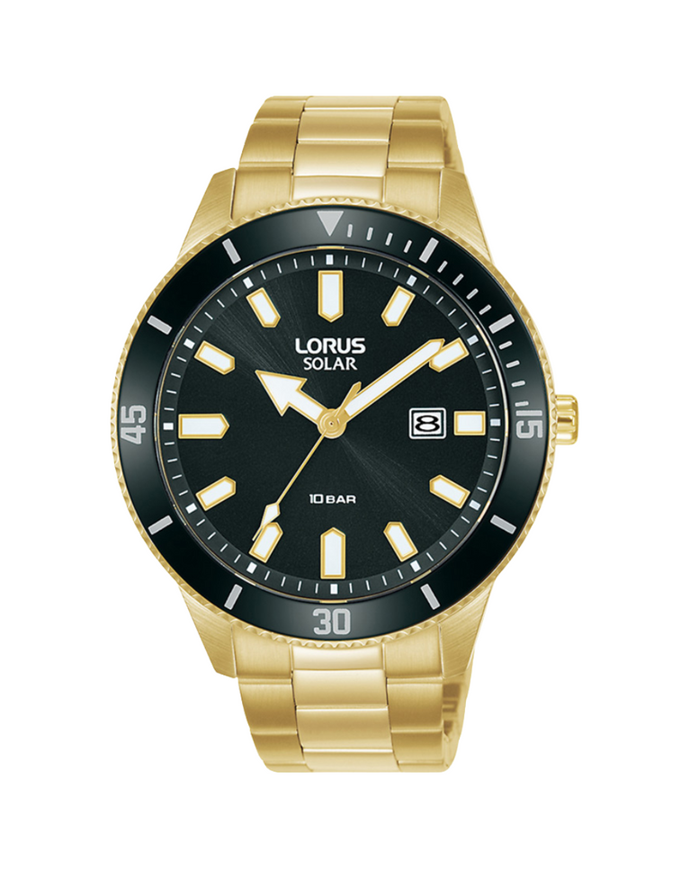 Lorus Men's Solar Black and Gold Watch - RX308AX9
