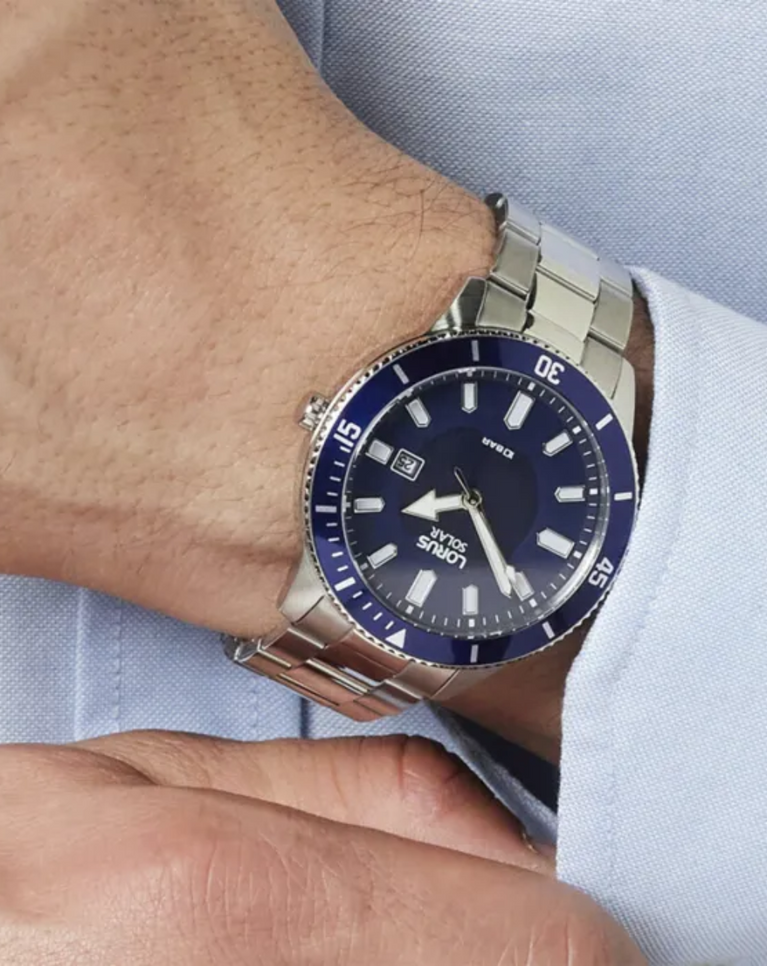 Lorus Men's Analogue Blue and Silver Watch - RX313AX9