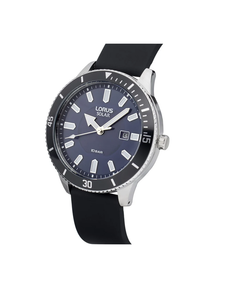 Lorus Men's Solar Blue dial and Silicone Strap Watch - RX319AX9