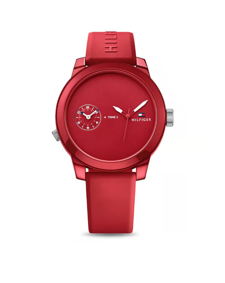 Tommy Hilfiger "Denim" Red Rubber Strap Men's Watch - TH1791323
