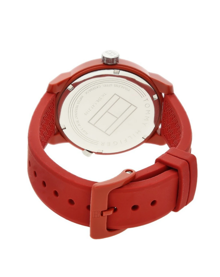 Tommy Hilfiger "Denim" Red Rubber Strap Men's Watch - TH1791323