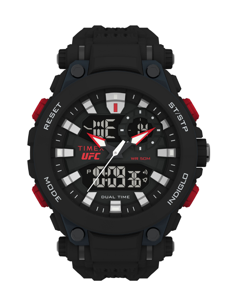 Timex Ufc Digital Impact Black/Red Silicone Unisex Watch - TW5M52800