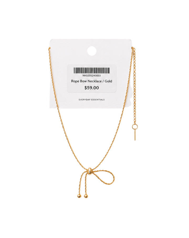 Aura Rope Bow Gold Plated Ladies Necklace - NK0205240003