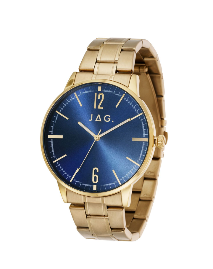 JAG Gawler Blue Dial Gold Quartz Classic Mens Watch - J2909A