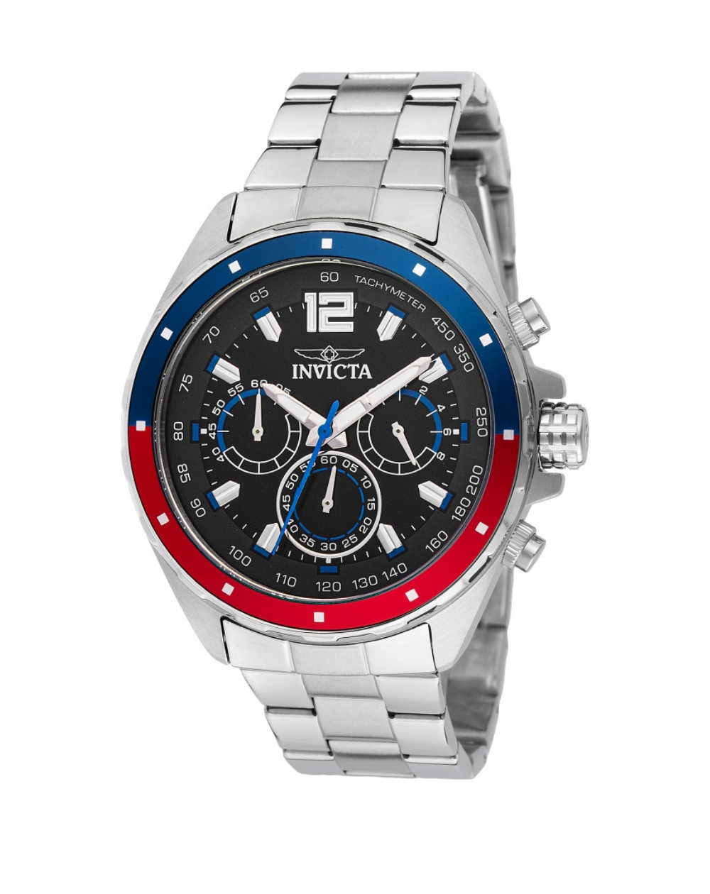 Invicta Speedway Black Dial Stainless Steel Mens Watch - 49362