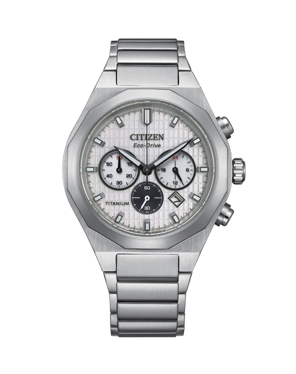 Citizen Zenshin Senkei Eco-Drive Chronograph White Dial Super Titanium Gents Watch - CA4690-51A