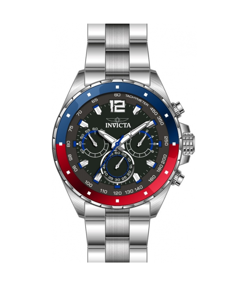 Invicta Speedway Black Dial Stainless Steel Mens Watch - 49362